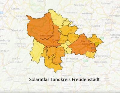 Darstellung des Landkreises Freudenstadt und farblicher Markierung der Gemeinden