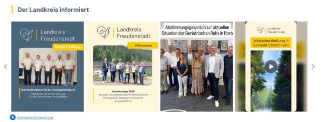 Screenshot von vier Beiträgen der Social Wall