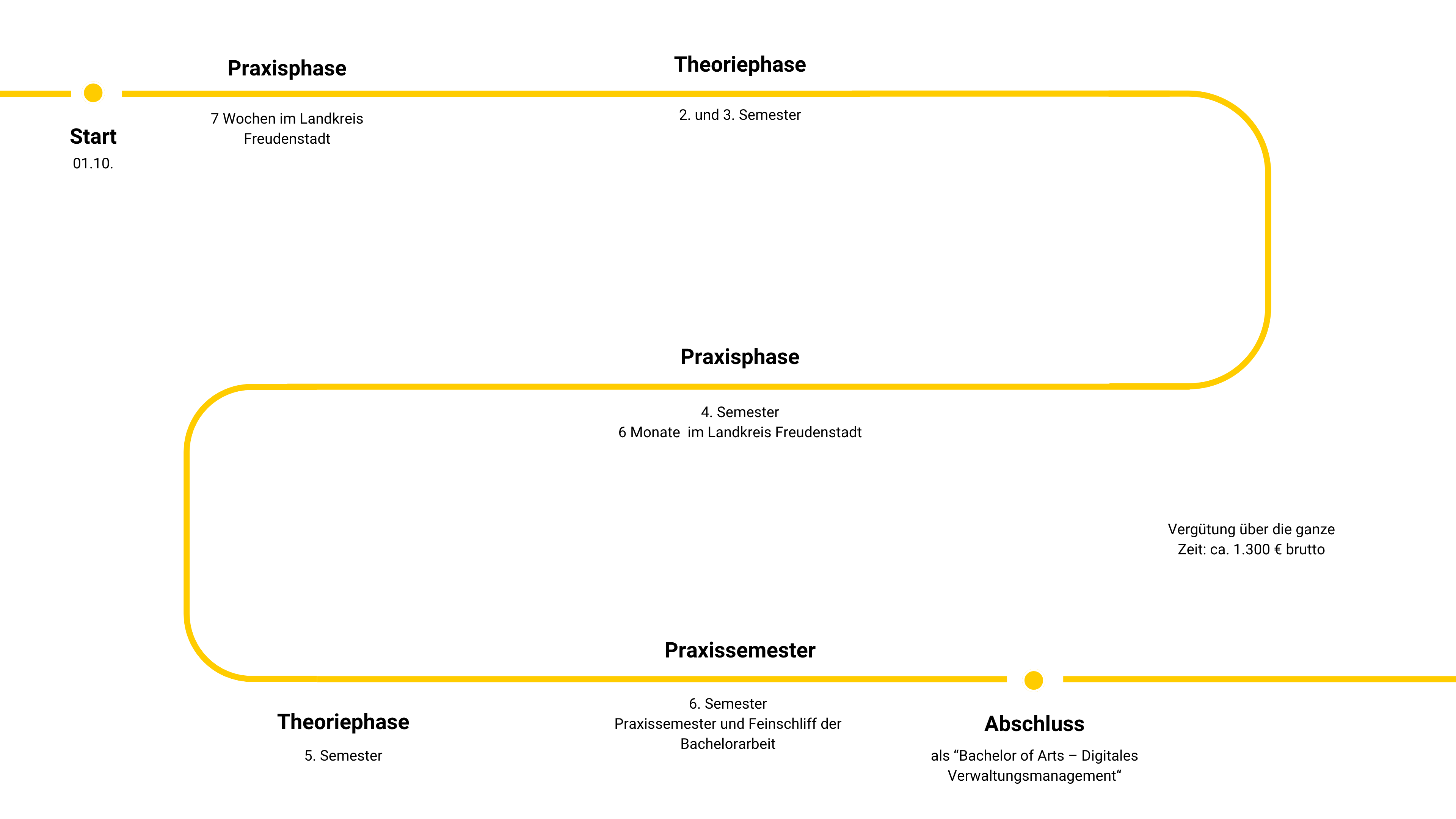 Grafik zeigt Studiumsverlauf des Studiums Digitales Verwaltungsmanagement